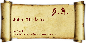 Jehn Milán névjegykártya