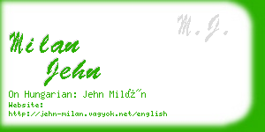 milan jehn business card